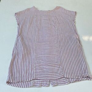 Madewell Striped Linen Blend Top Pink White Women’s Size Large